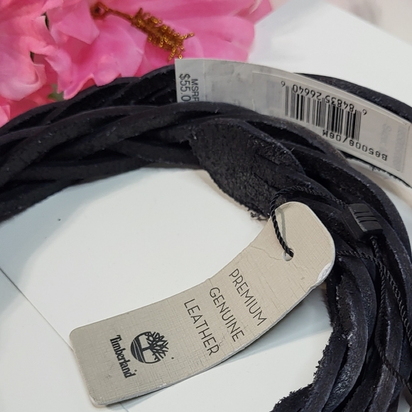 Timberland Women's NWT Black Braided Casual Leather Belt Size Large - Picture 8 of 9